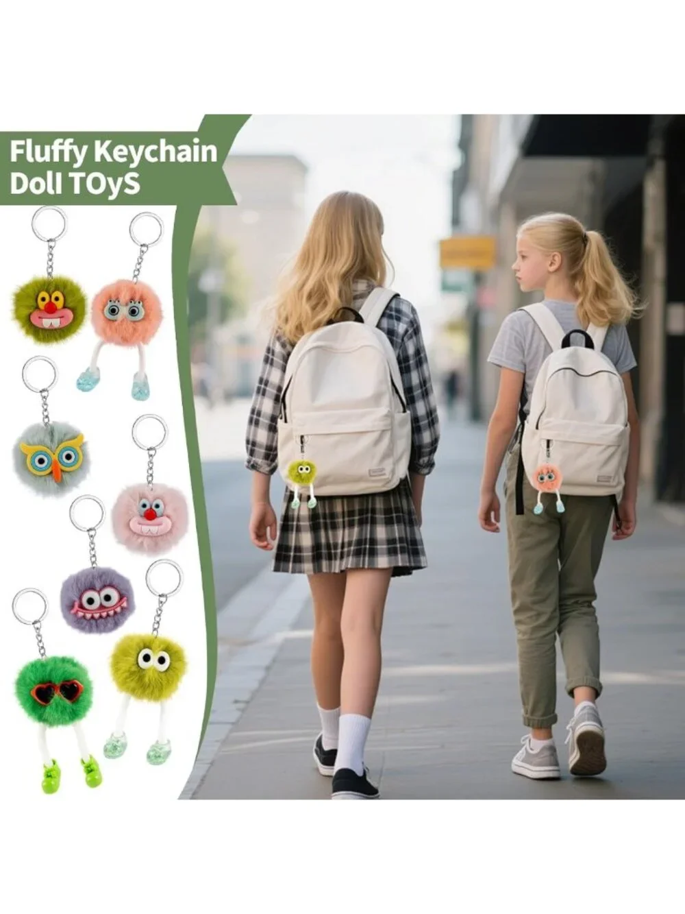 30 PCS Kawaii Plush Keychains - Fluffy Party Favors for Kids, Birthday Goodie